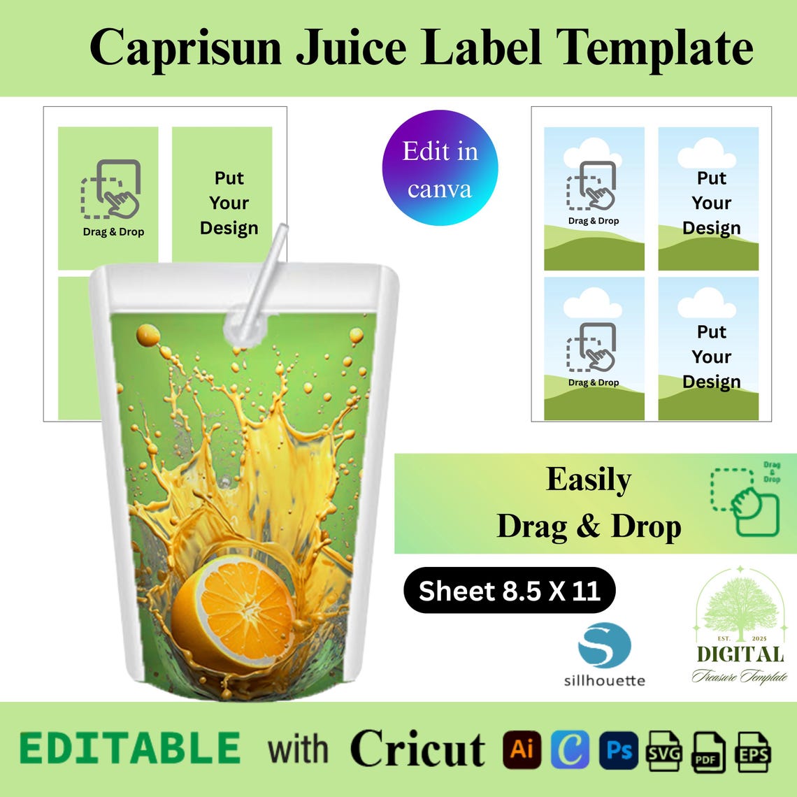 Caprisun Juice Template, Canva Caprisun Template, Custom Caprisun Label ...