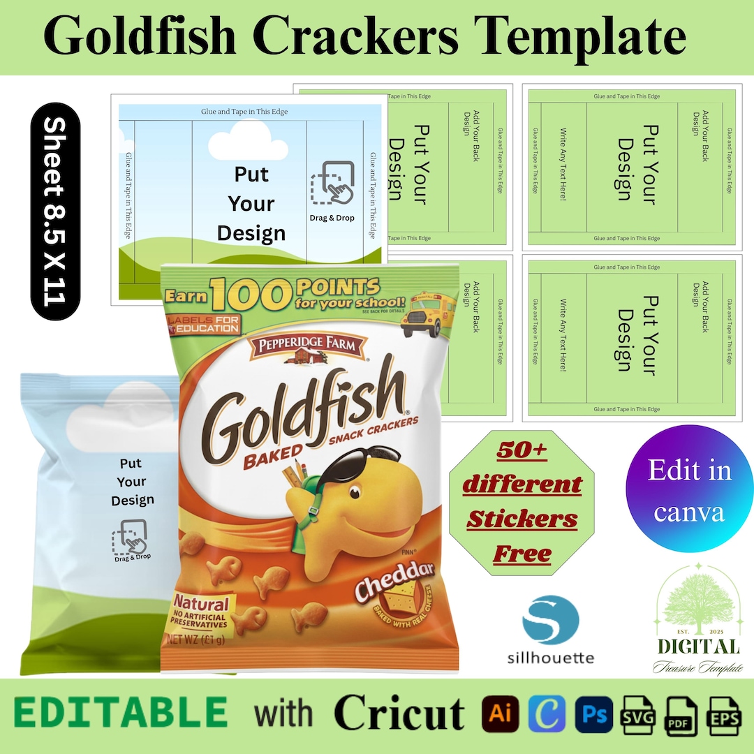 Goldfish Cracker Template, Chip Wrapper Template, Goldfish Wrap, Chip ...