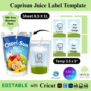 Custom Caprisun Label Template: DIY Juice Pouch (Canva Editable File)