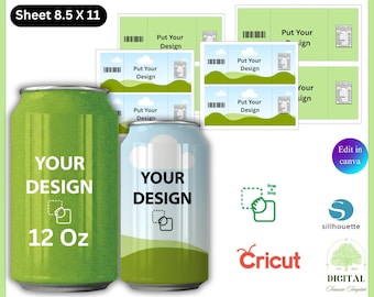 Soda Can Label Template, Soda Can Wrapper Template, Soda Can SVG, Blank Soda Can Wrap, DIY Soda Can, Customizable drink can, Beer Can Design
