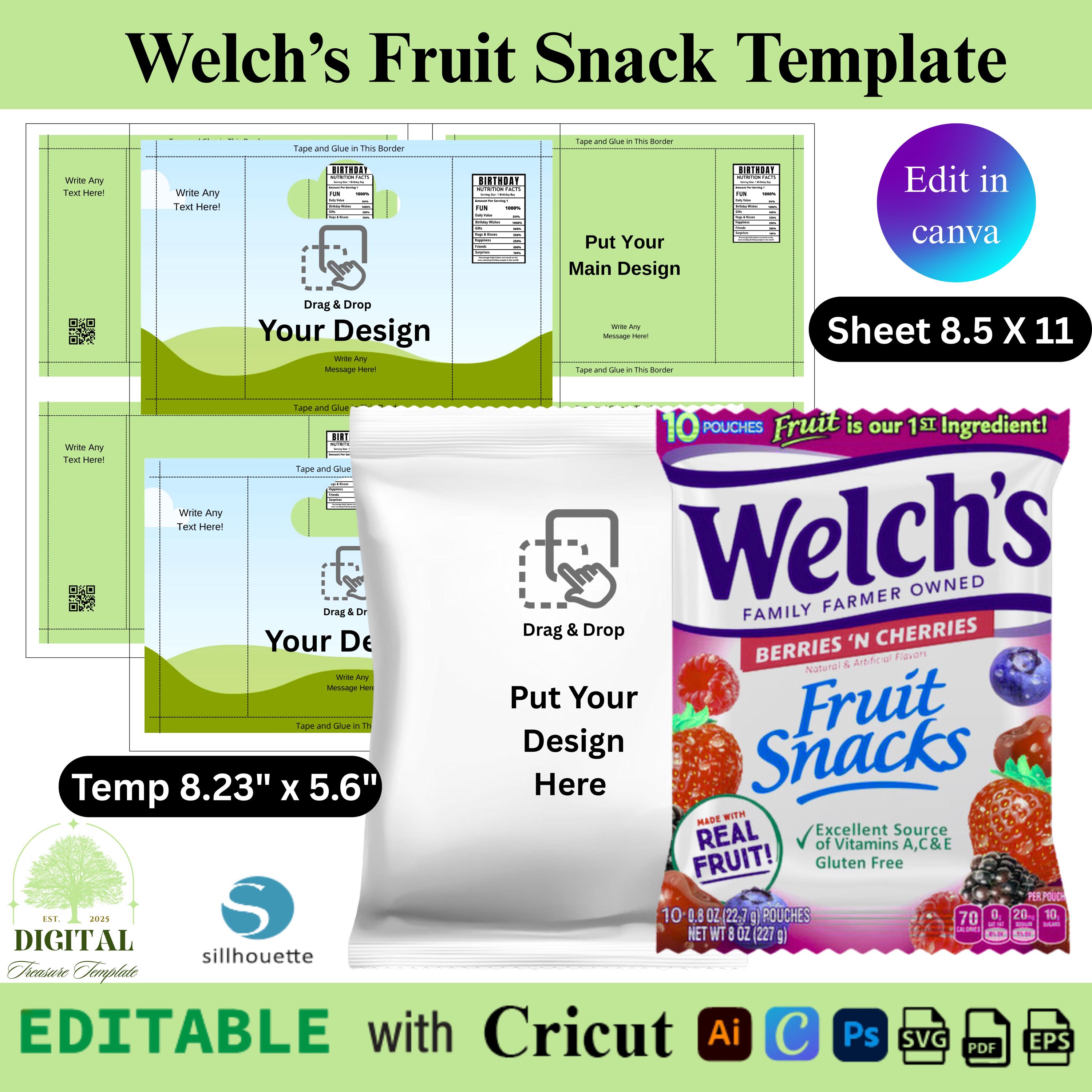 Welch's Fruit Snack Wrapper Template, Welch's Wrapper SVG, Chip Bag