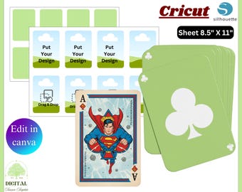 Spelkortsmall, Pokerkortsmall, Spelkortsetikett, Kortsublimering, Gör-det-själv-spelkort, Samlarkortsdesign, Redigerbart Canva-kort