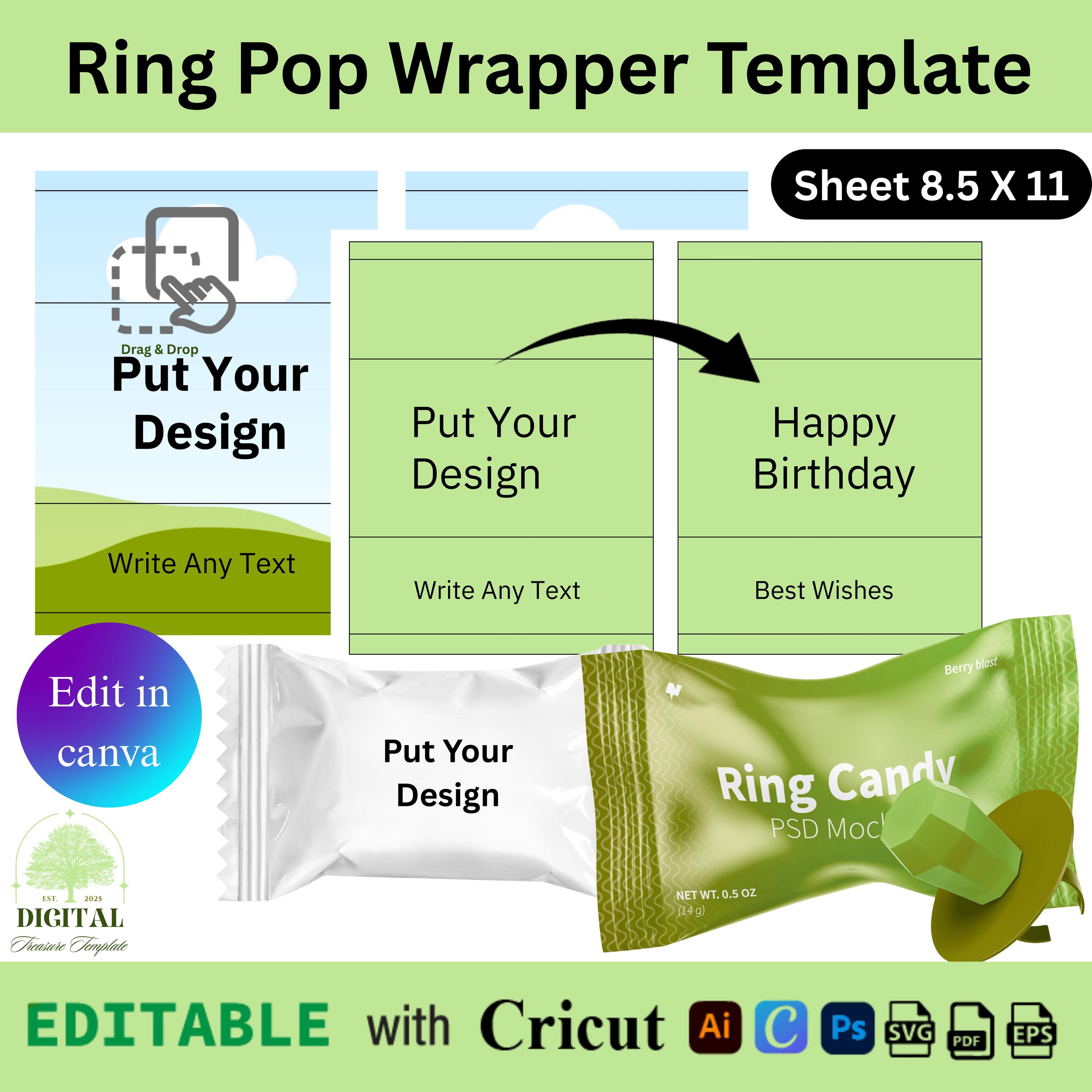 Pop Wrapper Ring Pop Wrapper Template, Ring Pop Wrapper, DIY Ring Pop, Canva ...