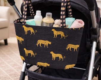 Leopard Print Stroller Caddy, Stroller Organizer, Baby Essentials Bag, New Mom Gift,
