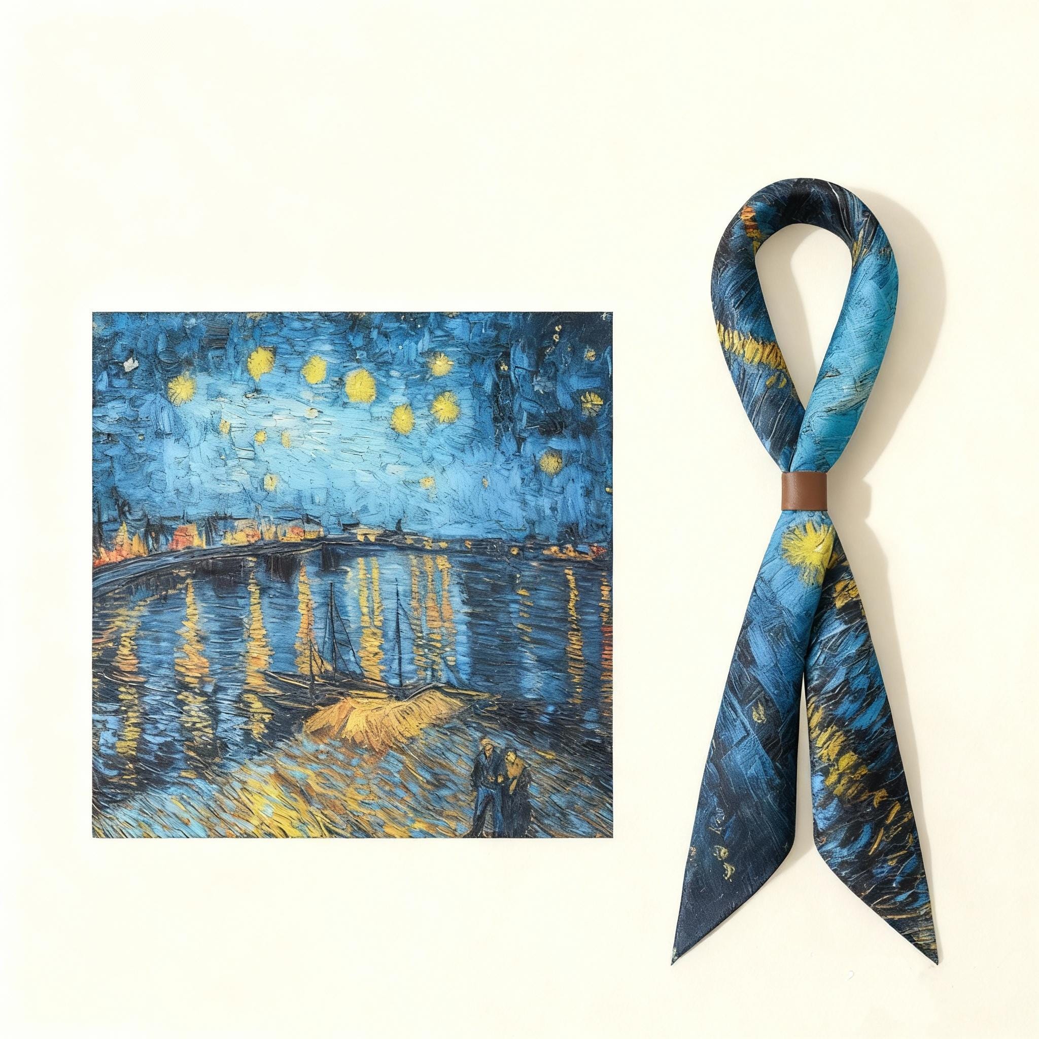 Foulard Châle Femme Vert – Style Peinture Van Gogh, Neuf Avec étiquette, Super Cadeau !