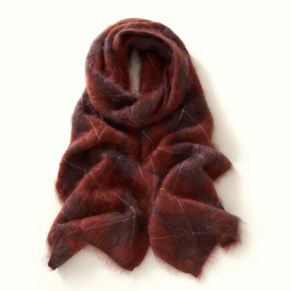 Bufanda de cuadros 100 % cachemira, lujosamente suave – Súper cálida y cepillada | Bufanda única de cuadros rojos | Bufanda de invierno de tartán (27 x 180 cm) | Bufanda navideña