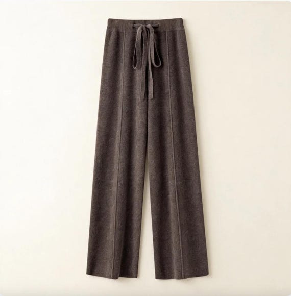 Warme Woll-Kaschmir-Hose für Damen, Gestrickte Wide-Leg Hose, Weiche Winterhose aus Wolle, Elegante Kaschmir-Mischung