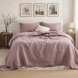 100%リネン寝具セット、掛け布団カバー、ボックスシーツ、枕カバー2枚、通気性の良いリネン寝具、天然リネン寝具セット