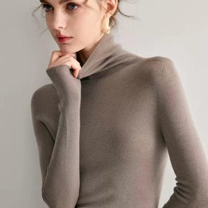 Polotröja i merinoull, Biella Yarn Wool Baselayer, 100 % kamgarnsmerinoull, mjuk, figurnära lager-på-lager-topp för kvinnor