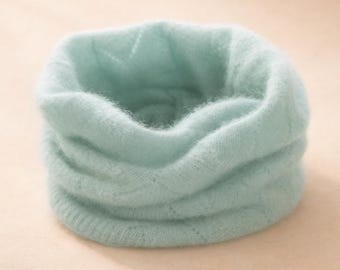 Cache-cou 100 % cachemire, écharpe snood tricotée, cache-cou doux pour l'hiver, style minimaliste unisexe, 7 couleurs, 37 x 24 cm