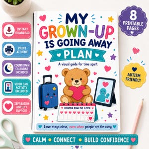 My Grown-Up Is Going Away Plan | Separation Anxiety Support, Countdown Calendar (Digital Download)