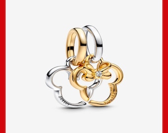 Mickey Mouse & Minnie Mouse Splittable Dangle Charm,Charm for Bracelet,Necklace Pendant,Pandora Charm