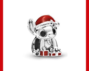 Lilo & Stitch Christmas Santa Hat Charm,Charm for Bracelet,Necklace Pendant,Pandora Charm