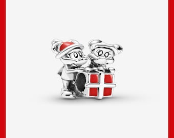 Mickey Mouse and Minnie Mouse Present Charm,Charm for Bracelet,Necklace Pendant,Pandora Charm