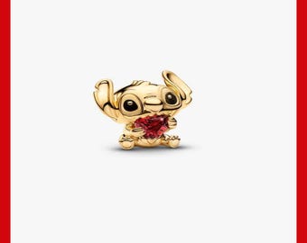 Stitch Heart Charm,Charm for Bracelet,Necklace Pendant,Pandora Charm