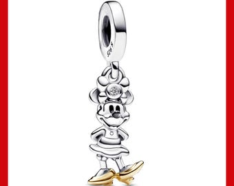 Minnie Mouse Vintage Sparkling Dangle Charm,Charm for Bracelet,Necklace Pendant,Pandora Charm