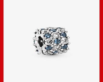 Blue and Clear Sparkle Charm,Charm for Bracelet, Silver Charm, Necklace Pendant, Pandora Charm, Gift for Her,Travel Pendant