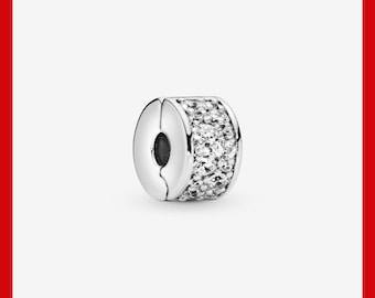Charm con clip y pavé transparente, charm para pulsera, charm de plata, colgante para collar, charm Pandora, regalo para ella, colgante de viaje