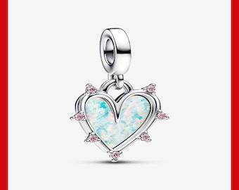 Friendship Opalescent Double Dangle Charm,Charm for Bracelet,Necklace Pendant,Pandora Charm