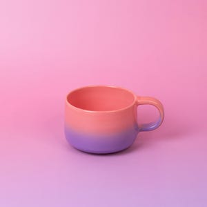 Handmade Gradient Ceramic Mug | Pink to Lavender Ombre Coffee Cup | Tea Cup | Pottery 250ml