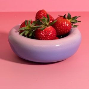 Handmade Ombre Ceramic Dessert Bowl - Soft Cueve: Blush Pink to Lavender Stoneware