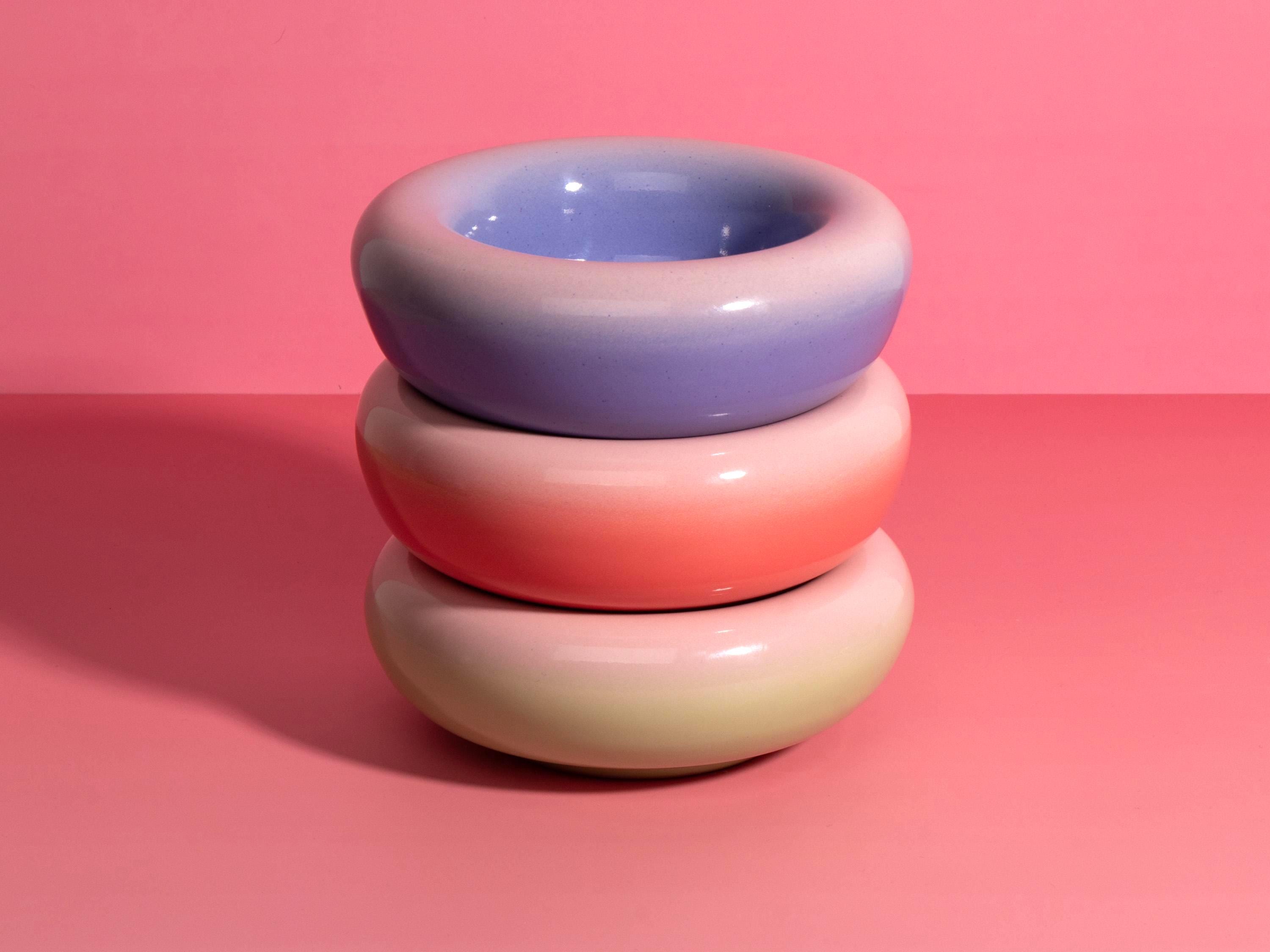 Colourful Bubble Bowl - Handmade Stoneware Pastel Ceramic Dish Modern Pottery