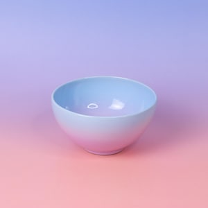 Handmade Gradient Stoneware Bowl: Light Blue to Violet Ceramic Dish