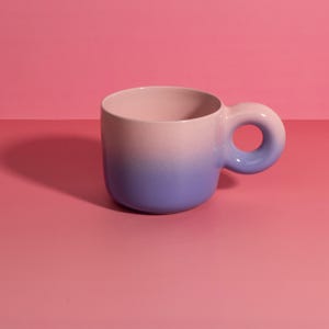 Chunky Ceramic Mug, Pastel Gradient Coffee Cup, Large Handle