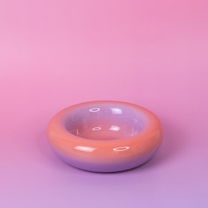 Handmade Stoneware Dessert Bowl: Pink Lavender Ombre Glaze, 14cm