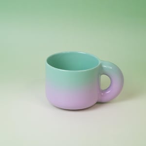 Handmade Gradient Ceramic Mug | Mint Green to Lavender Ombre Coffee Cup | Modern Minimalist Pottery