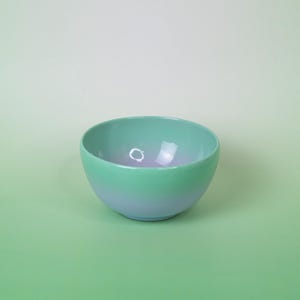 Handmade Stoneware Bowl: Green to Lavender Gradient Ceramic Dessert Bowl