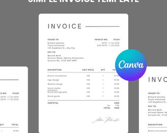 Minimalist Business Invoice Template: Editable Billing Receipt (Digital Download)