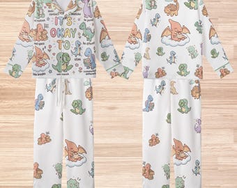 Autism Awareness Kids Pajamas, Neurodivergent Dinosaur PJ Set, It’s Okay To Be Different Toddler Sleepwear, Autistic Support Children Gift