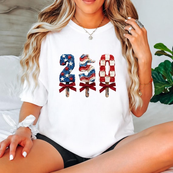 250 Years USA Shirt, 1776-2026 Semiquincentennial Tee, Patriotic Red White Blue Popsicle Graphic, American 250th Anniversary July 4th Top