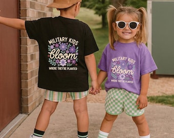 Militärkinder Blüte, wo sie gepflanzt sind Shirt, Lila für Militärkind, Monat des Militärkinds T-Shirt, Monat des Militärkinds