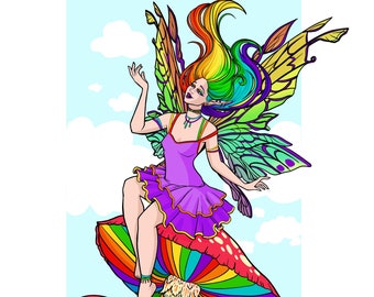 Rainbow fairy art print