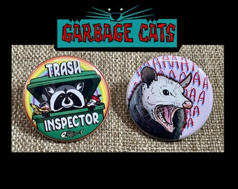 Garbage cats button pin set