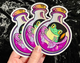 Glitter Magic Potion Frog Sticker.