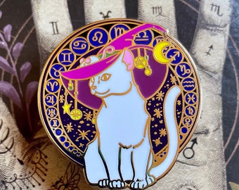 Cat Witch , Hard Enamel Pin