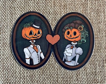 Pumpkin Head Couple sticker