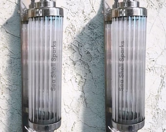 スカイスクレイパー アールデコ 真鍮＆ニッケル ウォールスコンス ペア | クリアガラスライト