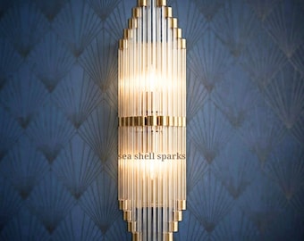 Art Deco Messing & Klarglas Wandleuchte | Antiker Stil | Wandleuchte