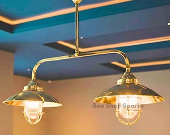 ノーティカルブラスダブルペンダントライト | アールデコ調シーリングスコンス