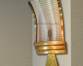 Art Deco Vintage Messing & Glas Wandleuchte | Leuchte im antiken Stil