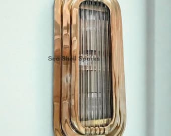 Art Deco Brass & Clear Glass Wall Sconce | Vintage Style Lamp | Wall Mount Fixture