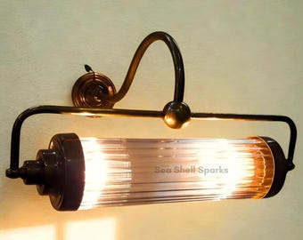 Vintage Skyscraper Art Deco Brass with Gunmetal polish & Glass Wall Light Sconce Antique Fixture-custom