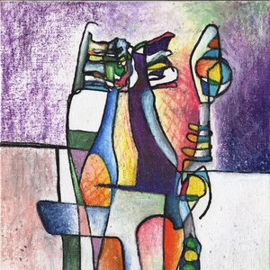 Brush Yer Teeth! - 10x8 oil pastel on canvas in cubist style of Picasso