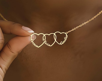 Collar con nombre familiar personalizado con corazón, collar con varios nombres, collar con nombre de niño, regalo de cumpleaños, regalo para mamá, regalo para esposa, regalo para ella