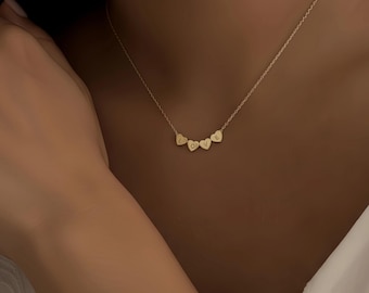 Tiny 3D Initial Heart Charm Necklace, Custom Gold Letter Necklace, Custom Heart Bracelet, Minimalist Gold Letter, Gift For Women