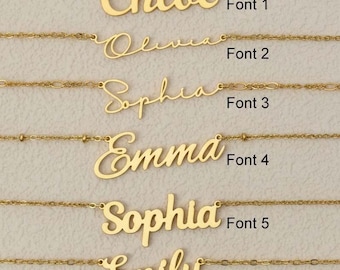 Personalisierte Namenskette, individuelle 18K Vergoldete Namenskette, Minimalistische Namenskette, Weihnachtsgeschenk, Muttertagsgeschenk, Geschenk für Sie